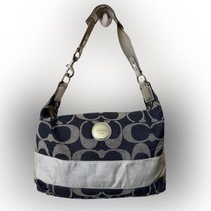 Coach Dark Blue and Light Gray Shoulder Bag# F17434
